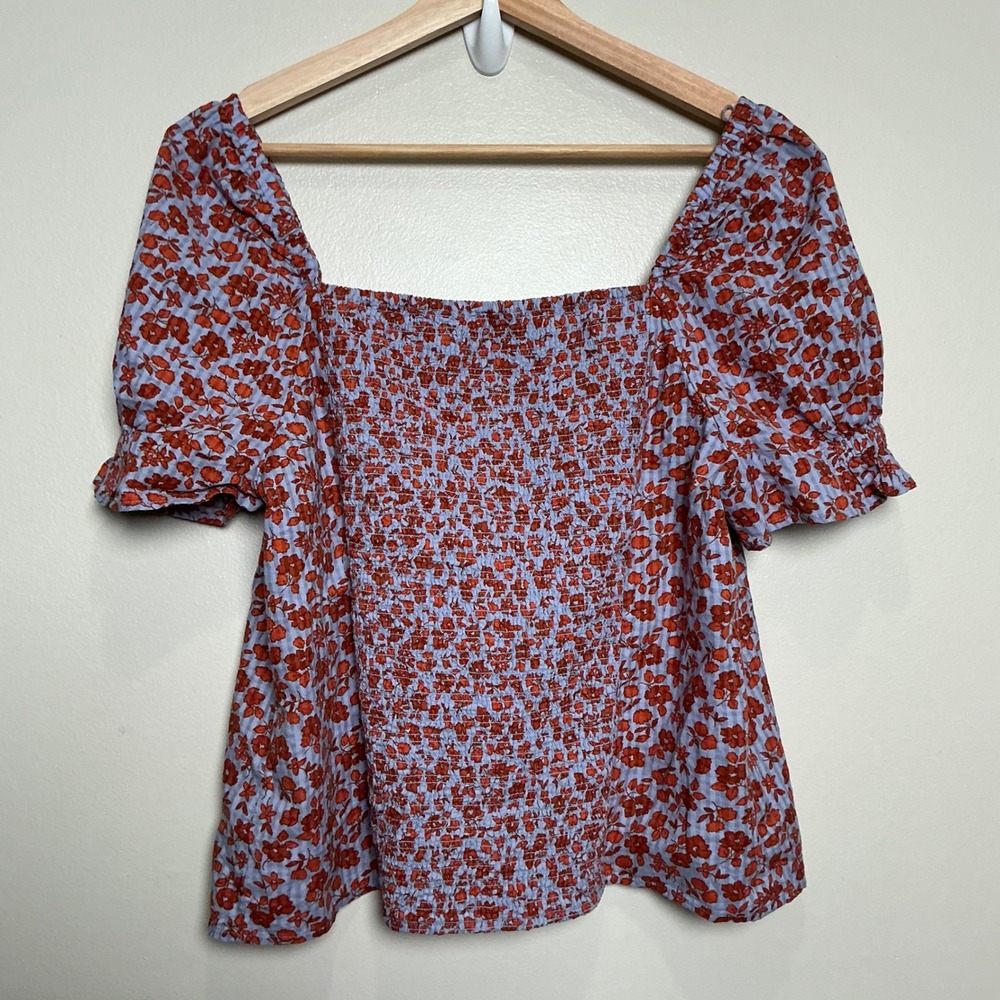Madewell Smocked Top Womens 6 Button Front Piccola Floral NWT - Picture 4 of 6